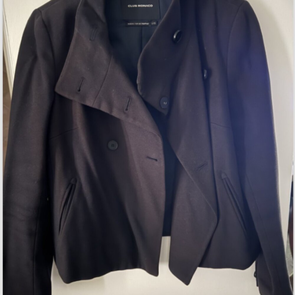 AMAZING DARK NAVY CLUB MONACO VINTAGE LIMITED EDITION SIZE LARGE WOOL PEA COAT